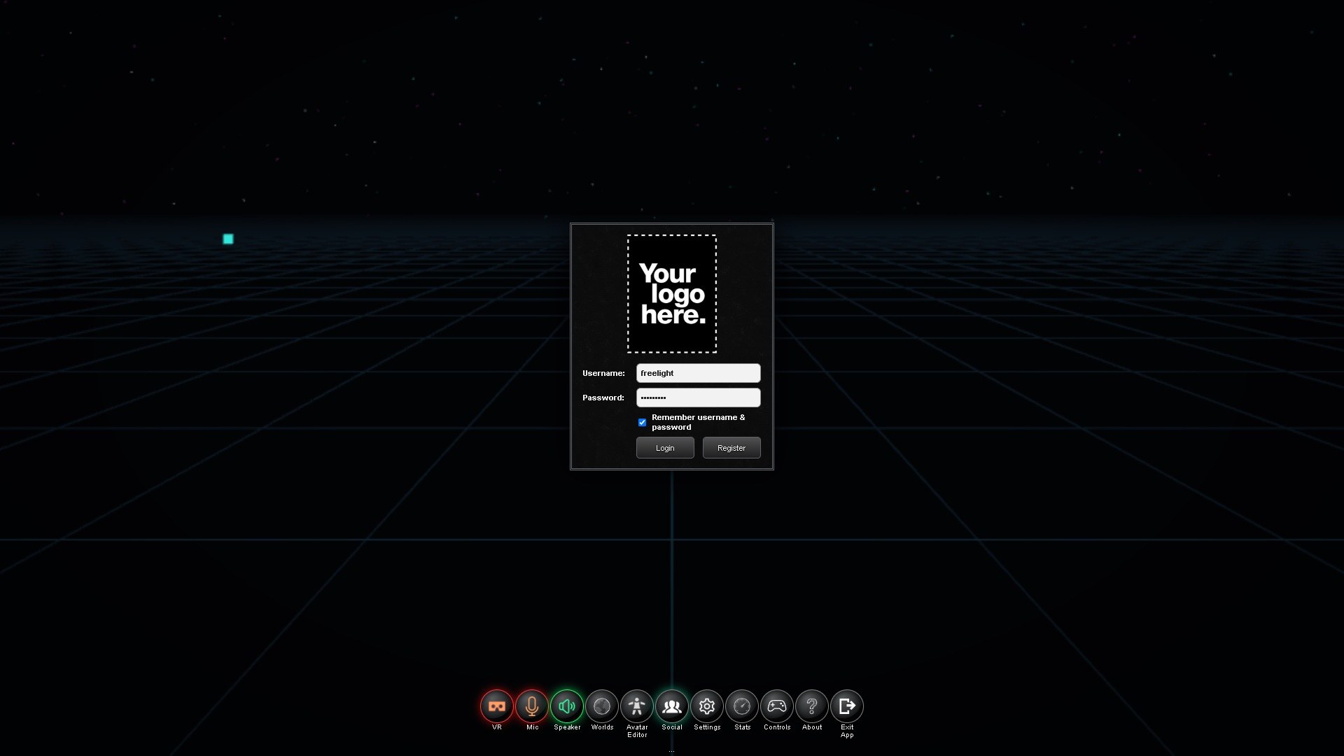 Viewer login screen